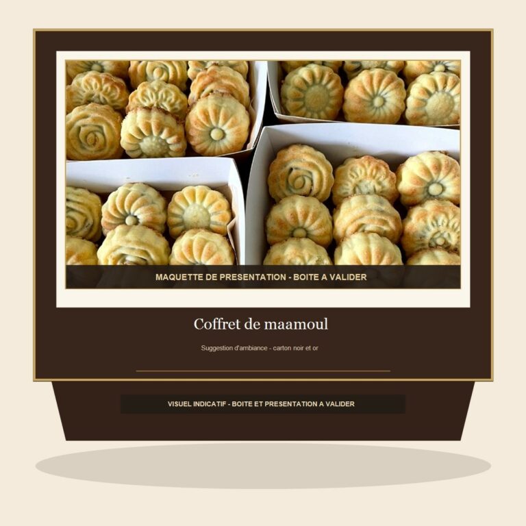 Coffret de maamoul — maquette indicative, boîte à valider